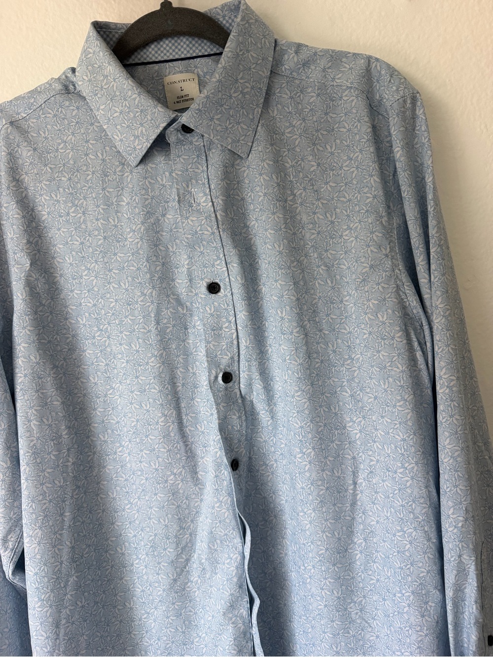 Men's Light Blue Printed Button-Up Shirt